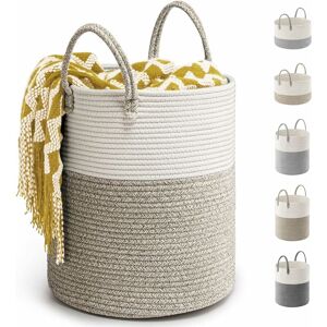 HÉLOISE Woven Cotton Laundry Basket D35 x H40 cm Cotton Rope Storage Basket 39L Folding Large Capacity Laundry Bins with Handle Suitable for Home Decor