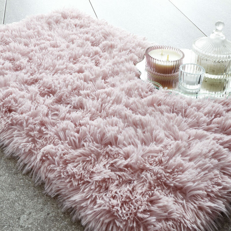 Catherine Lansfield - Cuddly Deep Pile Shaggy Bath Mat, Blush