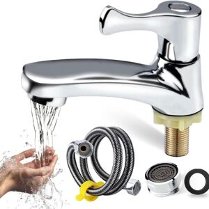 SHUNLI 1-Pack Hand Washing Faucet Cold Water Single Handle Spout Hand Washing Faucet Easy to Install Suitable for Bathroom, Kitchen, Toilet with Water Inlet