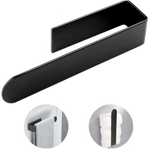 Linghhang - 1 pc Bathroom Towel Holder, Black, 37cm, Adhesive, Wall Mounted, No Drilling, Stainless Steel Self Adhesive Dishcloth Holder for Kitchen