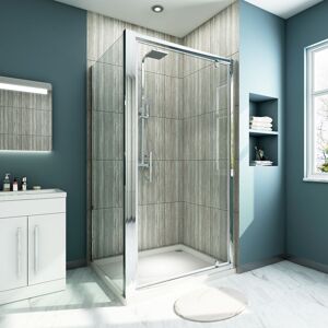 1000 x 800 mm Pivot Hinge Shower Enclosure Shower Screen Door Cubicle with Side Panel - Elegant
