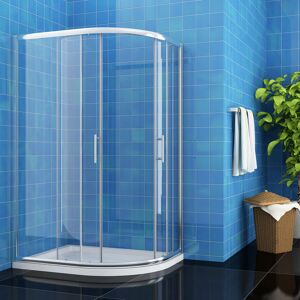 1000 x 800 mm Right Offset Quadrant Corner Shower Enclosure 6mm Easy Clean Glass Sliding Door Shower Cubicle with Tray + Waste - Elegant