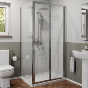 LUXURA 1000 x 800mm Bathroom Bi Fold Shower Door Enclosure Side Panel Framed 6mm Glass