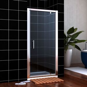 1000mm Pivot Door Hinge Shower Enclosure Glass Screen + 1000 x 700 mm Tray Waste - Elegant
