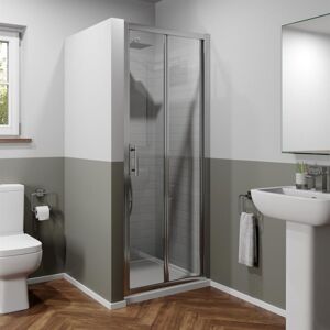 LUXURA 1000mm x 800mm Bi Fold Shower Door Walk In Enclosure Framed 6mm Glass Stone Tray