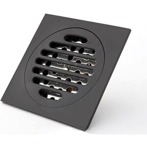 IKODM 10cm Matte Black Brass Anti-Odor Square Shower Drain for Bathtub and Shower, Drain Grate, Shower Drain, Hair Trap, External Shower Drain Cover
