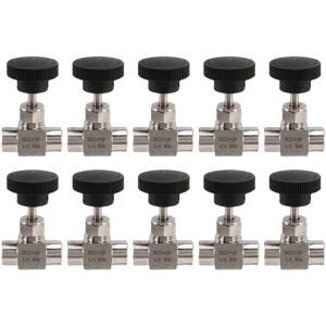 Tlily - 10X 1/4 Inch Equal Thread 304 Stainless Steel Flow Control Shut Off Needle Valve
