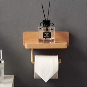 LINGHHANG 10x20 CM)Double Toilet Paper Holder Solid Wood Beech Toilet Paper Holder Wall Mounted Self-adhesive Rounded Corners Roll Holder Bathroom