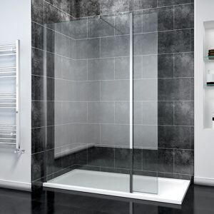 ELEGANT 1100mm Walk in Shower Enclosure 1900mm Height 8mm Easy Clean Glass Wet Room Screen Panel with 1700 x 700 mm Shower Tray and 300mm Return Panel