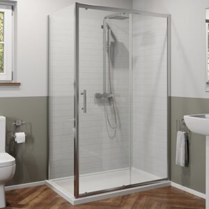 LUXURA 1100x900mm Sliding Shower Door Side Panel Framed Enclosure 6mm Glass Tray Waste
