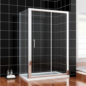 ELEGANT 1200 x 700 mm Sliding Shower Enclosure 6mm Glass Reversible Cubicle Door with Tray and Waste + Side Panel