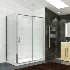 1200 x 700 mm Sliding Shower Enclosure Glass Reversible Cubicle Door with Tray and Waste + Side Panel - Elegant