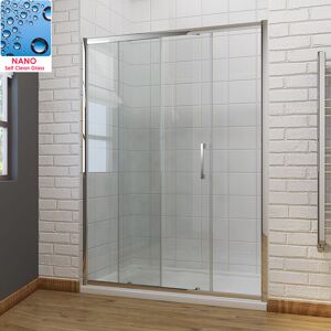 1200 x 700mm Sliding Shower Door Modern Bathroom 8mm Easy Clean Glass Shower Enclosure Cubicle Door with Shower Tray and Waste - Elegant