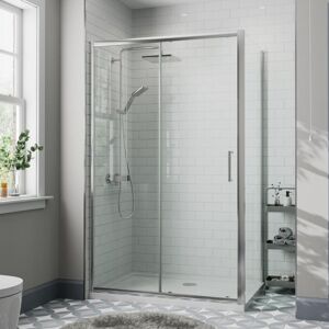 Diamond 1200 x 760mm Sliding Shower Door & Side Panel Enclosure 8mm Framed Tray & Waste