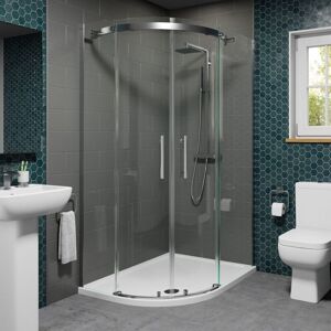 Diamond 1200x800mm Offset lh Quadrant Shower Enclosure Frameless 8mm Glass Tray & Waste