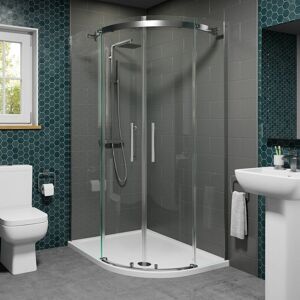 Diamond 1200 x 800mm Offset rh Quadrant Shower Enclosure Frameless 8mm Glass Tray Waste - Clear
