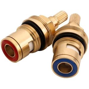Ymyny - 1/4 Turn Ceramic Faucet Cartridge (20 Grooves) 2 Pack Shower Faucet Replacement with Gasket Faucet Seal Repair Kit Solid Brass & ce mumu