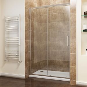 1600 x 700mm Sliding Shower Door Modern Bathroom 8mm Easy Clean Glass Shower Enclosure Cubicle Door with Shower Tray and Waste - Elegant
