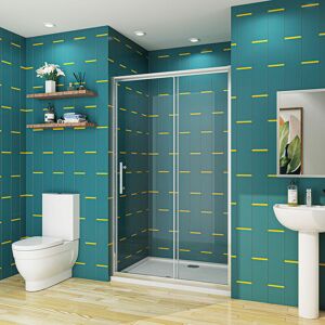 Aica Sanitaire - 1700x1900mm Bathroom Sliding Shower Door Enclosure Cubicle 8mm nano Glass
