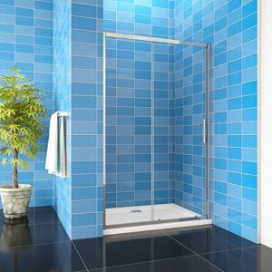 AICA SANITAIRE 1000mm Sliding Shower Door Walk In Enclosure Bathroom Cubicle 1850mm Height + 1000x760mm Tray Waste
