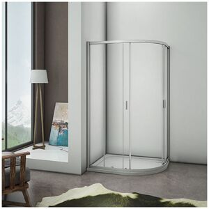 AICA SANITAIRE 900x760x1850mm New Walk In Quadrant Shower Enclosure Corner Glass Door Screen Cubicle with 900x760x30mm right entry shower tray Waste