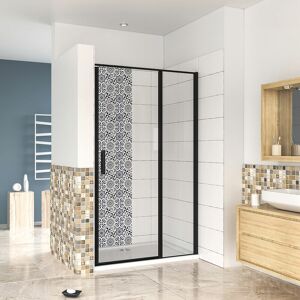 AICA SANITAIRE 800x1850mm black New Frame Pivot Shower Door Enclosure Cubicle with 1000x800mm Shower Tray Free Waste