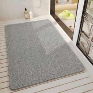 CYSLMUK 1pc (40x60cm, Grey) Non-Slip Shower Mat with Drainage Holes, Quick Drying and Mildew Resistant Soft and Comfortable Loofah Bath Mat for Wet Areas