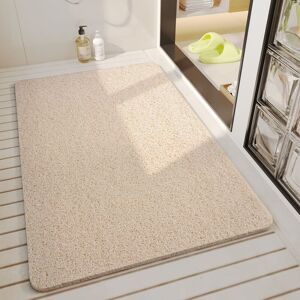 CYSLMUK 1pc (40x80cm, beige) Non-Slip Shower Mat with Drainage Holes, Quick Drying and Mildew Resistant Soft and Comfortable Loofah Bath Mat for Wet Areas