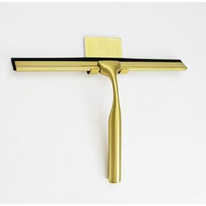 Cyslmuk - 1pc Gold Stainless Steel Shower Scraper for Bathroom, Wide Shower Glass Scraper, High Quality Silicone, Shower with Holder, No Drilling