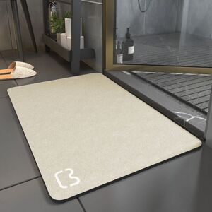 CYSLMUK 1 piece beige diatomite bath mat, absorbent, quick-drying, non-slip, beige, 50 x 80 cm