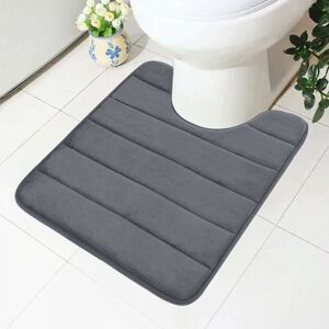 CYSLMUK 1PC Non-Slip Memory Foam Toilet Mat with Cutout 50 x 60 cm, Absorbent, Washable for wc, Dark Grey