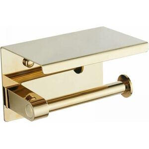 CYSLMUK 1pc Toilet Roll Holder Gold 304 Stainless Steel Toilet Roll Holder with Shelf Wall Mounted Toilet Roll Holder for Bathroom