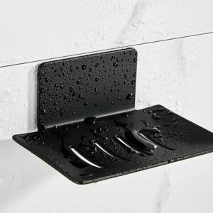 Cyslmuk - 1pc Wall Mounted Soap Dish No Drilling Stainless Steel Shower Soap Holder (Black) Self Adhesive Stainless Steel Soap Holder for Sponge