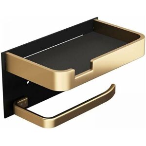 CYSLMUK 1pc Wall Mounted Toilet Paper Holder with Cell Phone Holder, Modern Viscose Toilet Paper Holder, Black Gold Toilet Paper Holder for Bathroom