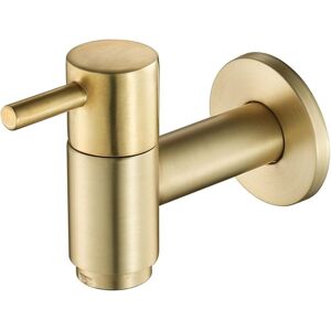 Linghhang - 1pc Gold Plated Copper Round Washing Machine Faucet Wall Mounted Outdoor Garden Bathroom Washing Machine Faucet