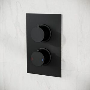 NES HOME 2 Dial 1 Outlet Concealed Thermostatic Shower Round Refined Valve - Matt Black