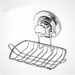 Cyslmuk - 1 Pack Silver Suction Cup Soap Dish 304 Stainless Steel Soap Holder Sponge Holder Durable Storage Tray for Bathroom and Kitchen No Drilling