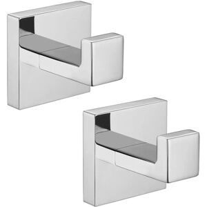 Linghhang - 2 Pack Stainless Steel Bathroom Cabinet Hooks for Bath Towels, Square Hooks for Clothes, Towels, Coats, Closet Door