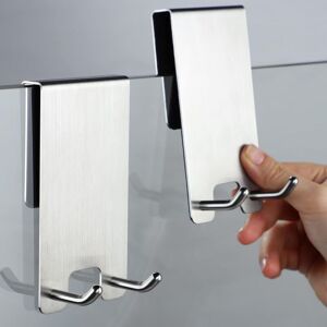 LINGHHANG 2 Pack Stainless Steel Shower Door Wall Hooks, No Drilling Required, Suitable for 6-11mm Thick Glass,