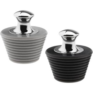 Linghhang - 2 Pcs Bathtub Drain Plug Bathroom Bathtub 304 Stainless Steel Silica Gel Black & Gray 45-29mm Range