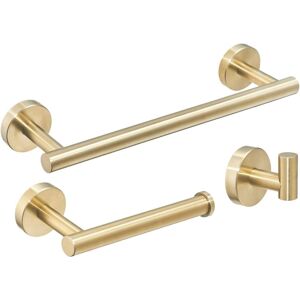 Linghhang - 3 Pieces Bathroom Towel Holder/Toilet Paper Holder/Hook Rack, Brushed Gold, Stainless Steel Bathroom Accessories