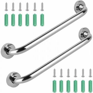 CYSLMUK 2 Piece 30cm Stainless Steel Bathroom Grab Bar, Sturdy Handle Stainless Steel Wall Grab Bar, Stainless Steel Grab Bar Handle, Bathroom Shower Toilet