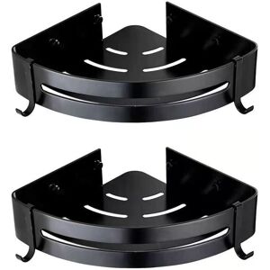 CYSLMUK 2 Pieces Black Shower Shelf, No Drilling Bathroom Shelf Shower Storage Basket Aluminum Wall Mounted Adhesive Shower Caddy Organizer for Shampoo