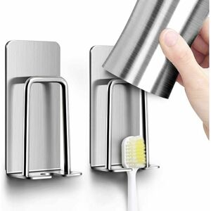 DEWDAT 2 stainless steel wall-mounted toothbrush holders, practical toothbrush holders, multi-function waterproof toothbrush hooks
