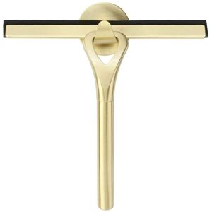 BEIJIYI 22cm Gold Shower Squeegee, Mark and Scratch Free, with Suction Cup Hook for Cleaning Bathroom Mirrors, Floors, Desks, Windows and Glass.