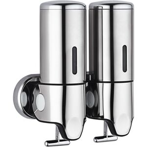 CSPARKV 25x18.5x9cm)DIY 500ML x 2 Wall Mounted Soap Dispenser, Double Head Hand Soap Dispenser Liquid Shower Gel Shampoo Dispenser for Kitchen Bathroom Hotel
