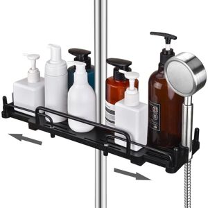 Cyslmuk - 28-44cm Telescopic Shower Bracket No Drilling Bathroom Hanging Shower Rod Storage Holder (Black)