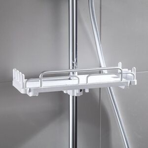 Cyslmuk - 28-44cm Telescopic Shower Bracket No Drilling Bathroom Hanging Shower Rod Storage Holder (White)
