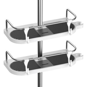 Linghhang - 2PCS No Drilling Shower Shelf for Shower Rail - Bathroom Organizer Holder for Shampoo, Fits 19mm - 25mm Rail
