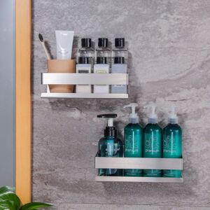Cyslmuk - 2Pcs Shower Basket Self Adhesive Shower Caddy No Drilling SUS304 Stainless Steel Bathroom Storage Holder